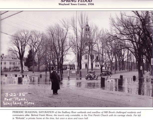 Spring Flood (courtesy of the Wayland Historical Society)